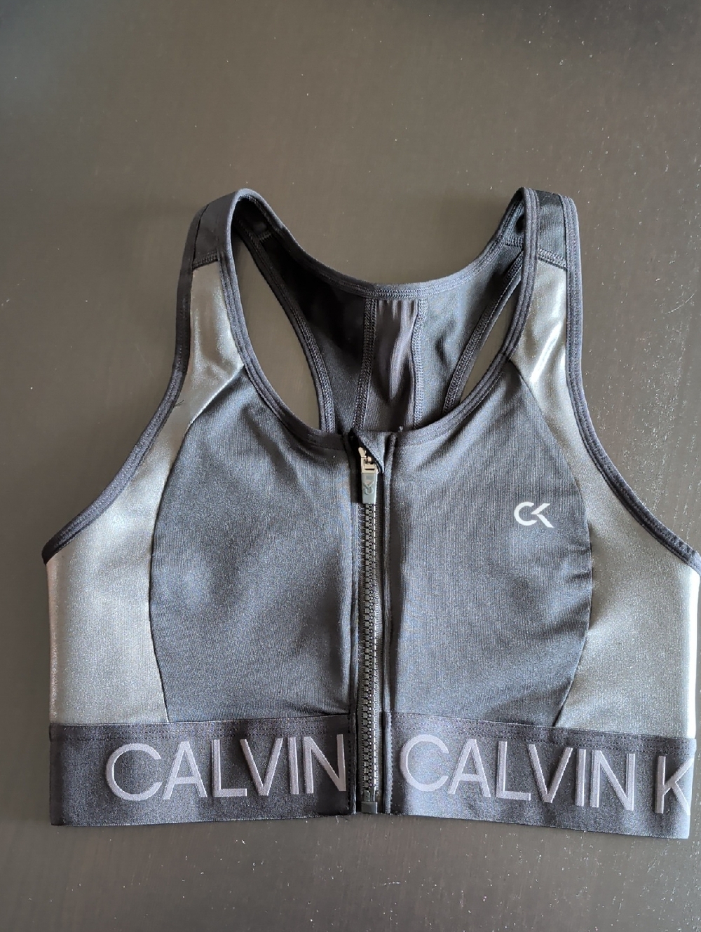 Calvin Klein Black Front-Zip Sports Top